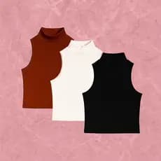 Kit 3 Croppeds Canelados de Gola Canelado Tons Terrosos Básicos Elegantes Versáteis P ao G1