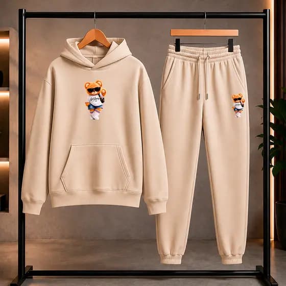 Conjunto Moletom Blusa e Calça Unissex Streetwear Estampado TEDDY GIRLS Lançamento