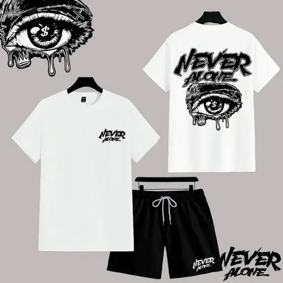 Conjunto Camiseta 30.1 Algodão + Bermuda Tactel  streetwear LUXURY NEVER ALONE Lançamento Masculino.