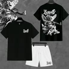 Conjunto Camiseta 30.1 + Bermuda Masculino Tactel Com elastano LUXURY ANGEL streetwear lançamento