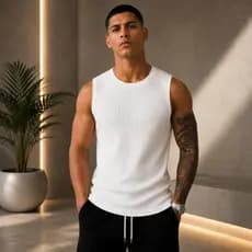 Regata Masculina Canelada Premium Lisa com Elastano – Conforto e Caimento Perfeito | Tamanhos P ao GG