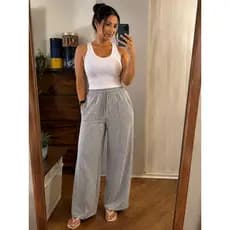 Calça Pantalona Feminina Moletinho Premium Cintura Alta