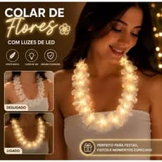 Colar de Flores Havaiano com LED – Brilhe em Qualquer Festa