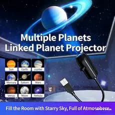 Projetor TechVibe LP003 360 ° Rotação USB Galaxy Multiple Planet Slides Moon Star Night Lamp Starry Sky Mini Light Para
