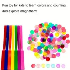 TechVibe MR001 Varinha Magnética De Bingo 100 Conjunto De Chips Educacionais Coloridos | Classificação De Cores Divertid