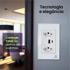 Tomada Dupla USB-A/AC Inteligente Com Wi-Fi Suporte Para Carregamento Rápido Wi-Fi e Assistente De Voz.