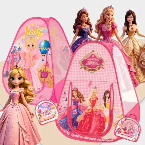 Barraca Infantil Princesa Rosa Pop-Up Tenda Dobrável Menina Cabana Criança Brinquedo - de 3 a 6 anos