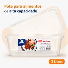Kit Potes Plásticos Transparentes - Rainha - 3 Litros - Presídio /Cunhado - Micro/Freezer - BPA Free