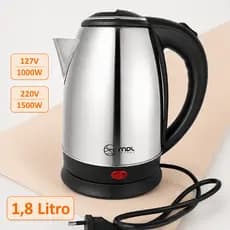 Chaleira Elétrica Inox - 1000W/1500W - 1,8 litros MDL - Inox - Luz Indicadora  e Desliga Automático