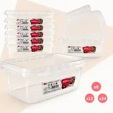 Kit Potes de Plástico Com Travas - Marmita Fit - 750ml - Transparente - Seguro Microondas BPA Free