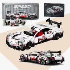Carro Esportivo de Fricção Em Blocos de Montar - Porsche 911 - 455 peças - Brinquedo Educativo