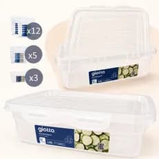 Kit Potes Plástico Transparente Marmita Fit - Tampa com Travas - Comida / Alimento  - Giotto - 1,1L