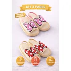 Kit 2 Pares Sandália Bebê Menina Antiderrapante Confortável Primeiros Passos Laço Fofo