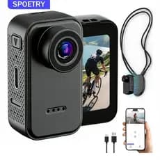 SPOETRY Câmera Filmadora 4K WiFi Estabilizador Bolso Ação Esportiva 130° Magnética para Ciclismo Moto Acampamento