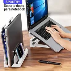Suporte Vertical para Notebook e Tablet Compatível com MacBook iPad MacMini Organizador Portátil de Mesa