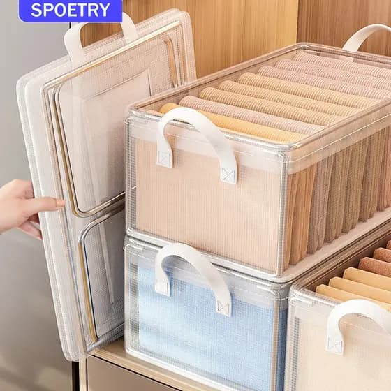 SPOETRY Kit 2/4/6 Caixa Organizador De Guarda-Roupa Dobrável Para Roupas E Calças Grande Dura Alto Qualidade Kit 2/4/6