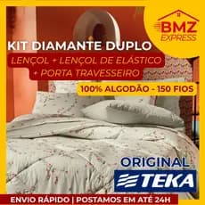 Jogo Cama Duplo 3/4 Peças Teka Diamante 100% Algodão Legítimo 150 Fios Solteiro, Casal, Queen, King