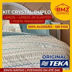 Jogo de Cama 100% Algodão Premium Com Elástico 120 Fios TEKA Crystal Solteiro/Casal/Queen Estampado