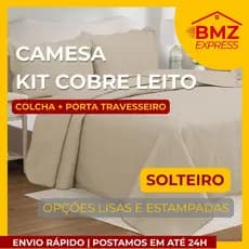 Kit Colcha Cobre Leito com fronha - Solteiro - CAMESA Prosa, Twister, Evolution - lisa ou estampada