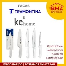 Faca Chef Premium Tramontina ou KeHome Inox com cabo branco-tamanhos 6/8/10 - qualidade profissional