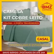 Kit Colcha Cobre Leito com fronha Casal  - CAMESA Prosa, Twister, Evolution - lisa ou estampada