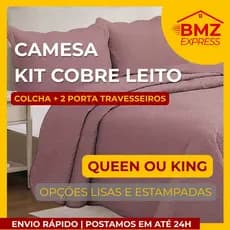 Kit Colcha Cobre Leito com fronha - Queen e King - CAMESA Prosa, Twister, Evolution lisa e estampada