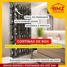 Cortina Box de Banheiro ANTIMOFO resistente PVC Modelos Diversos