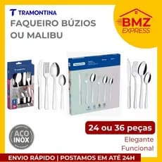 Tramontina Faqueiro Jogo de Talheres aço inox Búzios 24 e 36 peças ou Malibu - moderno e resistente