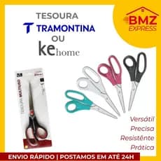 Tesoura SuperCort Tramontina Aço Inox com cabo colorido (cores sortidas) e Tesoura Multiuso Kehome