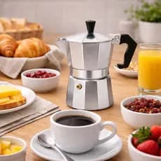 Cafeteira Italiana Aço Inox 3 Xícaras Moka Inovadora Design Compacto Bistrô
