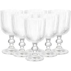 Kit 6 Taças de Vidro Canelado 390ml Elegante Para Sobremesas e Bebidas
