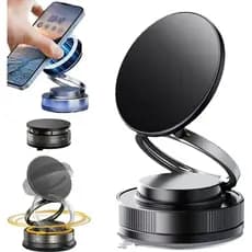 Suporte Magnético de Telefone Dobrável, Ajustável 360° para Carro, Montagem a Vácuo para Celular