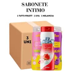 Kit 03 Unidades Sabonete Intimo 1 Tutti-Fruitt 1 Uva 1 Melancia 200ML Apinil (Campanha)