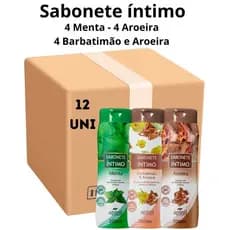 Kit 12 Unidades Sabonete Feminino Íntimo Apinil 200ml 4 Menta 4 Aroeira  4 Barbatimão e Aroeira (Campanha)