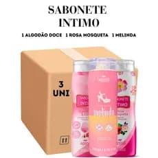Kit 03 Unidades Sabonete Intimo 1 Algodão Doce 1 Rosa Mosqueta 1 Melinda 200ML Apinil (Campanha)