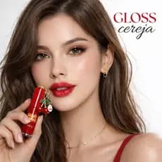 Gloss Labial Cereja Com Chaveiro Hidratante Brilho Intenso Efeito Gloss Maquiagem Labial