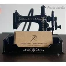 Porta Cartão de Visita Máquina de Costura Vintage Retrô - Decoração para Atelier