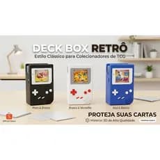 Deck Box Porta Cartas Pokémon MTG Yu-Gi-Oh Case Retrô 3D | Case Porta Deck Cartas Pokémon Estilo Game Boy | Deckbox