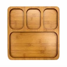 Tábua Petisqueira MDF 30x30 com 4 Divisórias Bandeja para Frios Petiscos Servir Mesa