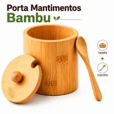 Porta Mantimentos Bambu Pote Açúcar Café Sal Porta Temperos com Tampa e Colher