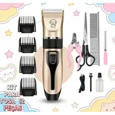 Kit Máquina Para Tosar Pet + Tesoura + Pente + Lixa Máquina Profissional Para Cachorro & Gato