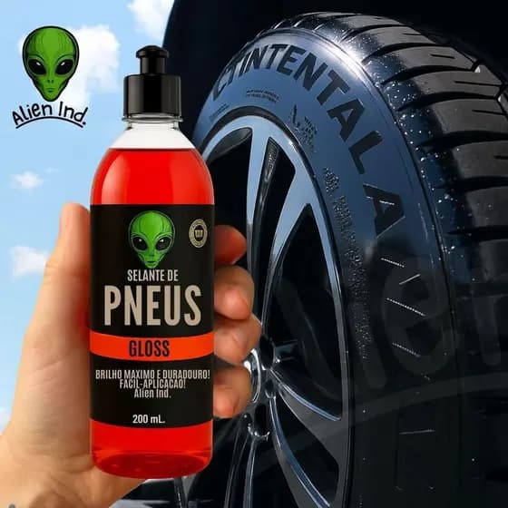 Pretinho Selante De Pneus Gloss Alien Ind Não Sai Com Água Brilho Molhado Alto Rendimento 200 ml