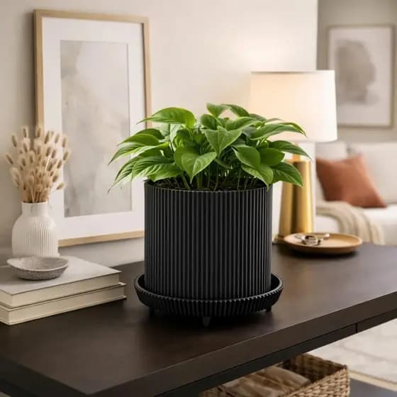 Vaso Decorativo Cachepot Listrado Minimalista Moderno Clássico para Sala Quarto e Cozinha Grande
