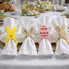 Porta Guardanapo para Páscoa Anel De Mesa Posta Kit Com 4 Coelho Cores diversas
