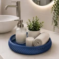 Bandeja Decorativa Versátil Redonda Para Decoração Moderna Minimalista Sala Banheiro ou Quarto 20cm
