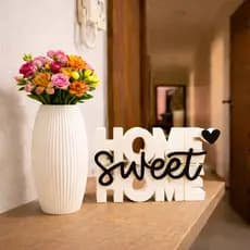 Decoração kit placa letreiro home sweet e vaso para sala, quarto, moderno  minimalista em 2 tamanhos