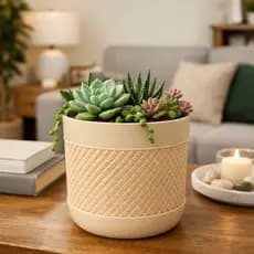 Vaso Cachepot Decorativo Sala Mesa Moderno com Textura Elegante Minimalista para Plantas Artificiais