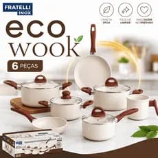 Jogo Panelas Eco Wook 6 Peças Cerâmica Indução Premium Antiaderente Conjunto Cozinha