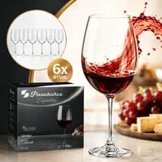 Taça De Vinho Cristal 615ml Jogo 6 Peças Vinho Premium Mesa de Jantar Elegante Resistente Vinho e Água