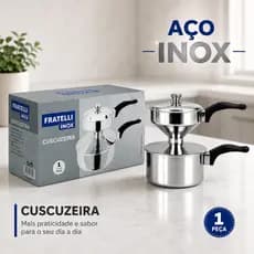 Cuscuzeira 9,5cm Inox Panela Vapor Compacta Prática Premium Base Dupla Cuscuz Gostoso Café da Manhã